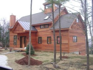 Wood facade of a Smith Building Company custom home